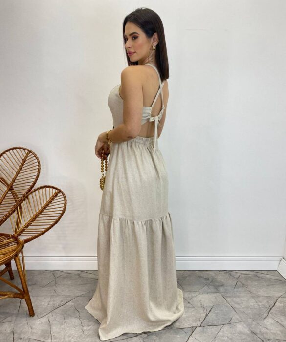 Vestido Longo Heloisa com Fenda Lateral e Bojo Cru - Fernanda Ramos Store