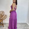 Vestido Longo Heloisa com Fenda Lateral e Bojo Lilás - Fernanda Ramos Store