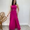 Vestido Longo Heloisa com Fenda Lateral e Bojo Pink - Fernanda Ramos Store