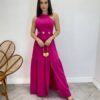 Vestido Longo Heloisa com Fenda Lateral e Bojo Pink - Fernanda Ramos Store