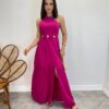 Vestido Longo Heloisa com Fenda Lateral e Bojo Pink - Fernanda Ramos Store