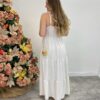 Vestido Longo Isabella Branco com Bojo e Botões Falsos - Fernanda Ramos Store