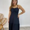 Vestido Longo Isabella Preto com Bojo e Botões Falsos - Fernanda Ramos Store