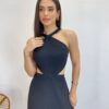 Vestido Longo Júlia Preto com Bojo e Amarração - Fernanda Ramos Store