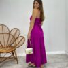 Vestido Longo Maitê com Bojo e Amarração Fúcsia - Fernanda Ramos Store