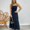 Vestido Longo Maitê com Bojo e Amarração Preto - Fernanda Ramos Store