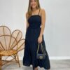 Vestido Longo Maitê com Bojo e Amarração Preto - Fernanda Ramos Store