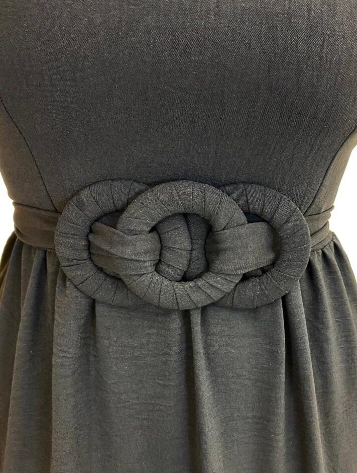 Vestido Longo Maitê com Bojo e Amarração Preto - Fernanda Ramos Store