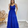 Vestido Longo Milena Alça Regulável com Bojo e Lastex Azul - Fernanda Ramos Store