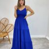 Vestido Longo Milena Alça Regulável com Bojo e Lastex Azul - Fernanda Ramos Store