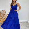 Vestido Longo Milena Alça Regulável com Bojo e Lastex Azul - Fernanda Ramos Store