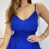 Vestido Longo Milena Alça Regulável com Bojo e Lastex Azul - Fernanda Ramos Store