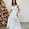 Vestido Longo Milena Alça Regulável com Bojo e Lastex Branco - Fernanda Ramos Store