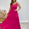 Vestido Longo Milena Alça Regulável com Bojo e Lastex Pink - Fernanda Ramos Store