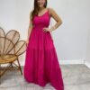 Vestido Longo Milena Alça Regulável com Bojo e Lastex Pink - Fernanda Ramos Store