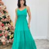 Vestido Longo Milena Alça Regulável com Bojo e Lastex Verde - Fernanda Ramos Store