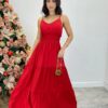 Vestido Longo Milena Alça Regulável com Bojo e Lastex Vermelho - Fernanda Ramos Store