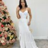 Vestido Longo Raquel com Alça Regulável e Bojo Branco - Fernanda Ramos Store