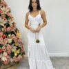 Vestido Longo Raquel com Alça Regulável e Bojo Branco - Fernanda Ramos Store