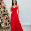 Vestido Longo Raquel com Alça Regulável e Bojo Vermelho - Fernanda Ramos Store