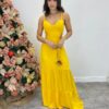 Vestido Longo Raquel com Alça Regulável e Bojo Amarelo - Fernanda Ramos Store