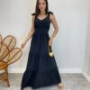 Vestido Longo Sophia Preto com Bojo e Amarração nas Alças - Fernanda Ramos Store