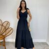 Vestido Longo Sophia Preto com Bojo e Amarração nas Alças - Fernanda Ramos Store