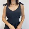 Vestido Longo Sophia Preto com Bojo e Amarração nas Alças - Fernanda Ramos Store