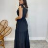 Vestido Longo Sophia Preto com Bojo e Amarração nas Alças - Fernanda Ramos Store