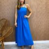 Vestido Midi Ana Júlia de Linho com Amarração Atrás Azul - Fernanda Ramos Store