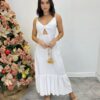 Vestido Midi Cecília Alça Regulável com Bojo e Abertura  Branco - Fernanda Ramos Store