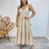 Vestido Midi Ingrid de Laise com Bojo Alça com Babado Nude - Fernanda Ramos Store