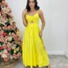 Vestido Midi Isabella com Bojo e Alça Regulável Amarelo - Fernanda Ramos Store