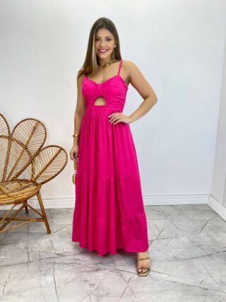 Vestido Midi Isabella com Bojo e Alça Regulável Pink - Fernanda Ramos Store