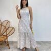 Vestido Midi Isabella de Laise Off White sem Bojo Bordado - Fernanda Ramos Store