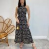 Vestido Midi Isabella de Laise Preto sem Bojo Bordado - Fernanda Ramos Store