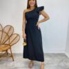 Vestido Midi Lorena com Bojo e Amarração Atrás Nula Manga Preto - Fernanda Ramos Store