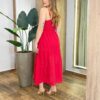 Vestido Midi Luiza com Alça Regulável e Bojo de Laise Vermelho - Fernanda Ramos Store