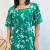 Vestido Midi Manga Curta Raquel sem Bojo Estampado Verde - Fernanda Ramos Store