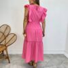 Vestido Midi sem Bojo Aurora com Babado Rosa - Fernanda Ramos Store