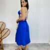 Vestido Midi Valentina sem Bojo com Fenda Lateral Azul - Fernanda Ramos Store