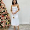 Vestido Midi Valentina sem Bojo com Fenda Lateral Branco - Fernanda Ramos Store