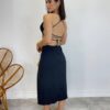 Vestido Midi Valentina sem Bojo com Fenda Lateral Preto - Fernanda Ramos Store