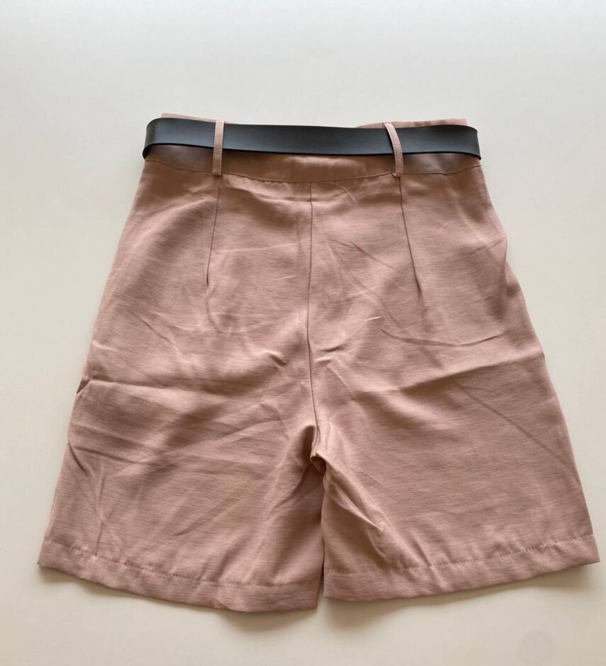 Bermuda Feminina com Cinto Catarina Rosé - Fernanda Ramos Store