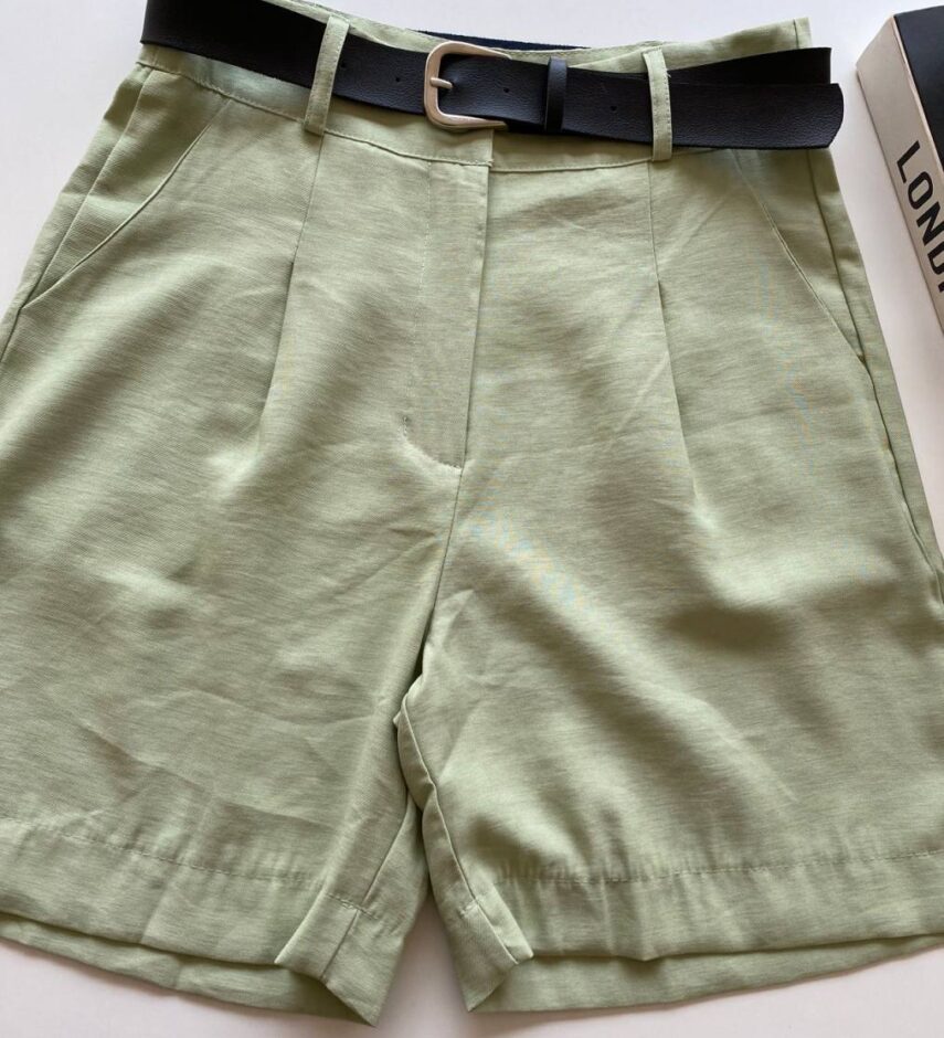Bermuda Feminina com Cinto Catarina Verde Menta - Fernanda Ramos Store