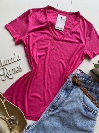 Blusa Helena Feminina Baby Look Canelada Malwee Pink - Fernanda Ramos Store