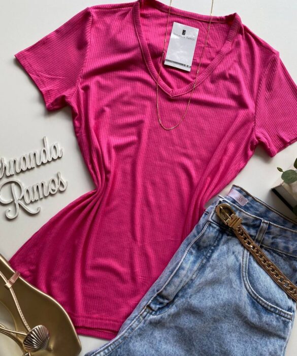 Blusa Helena Feminina Baby Look Canelada Malwee Pink - Fernanda Ramos Store