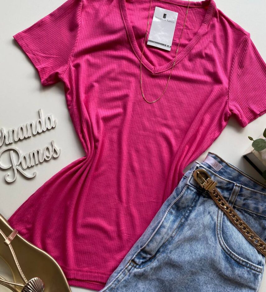 Blusa Helena Feminina Baby Look Canelada Malwee Pink - Fernanda Ramos Store