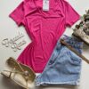 Blusa Helena Feminina Baby Look Canelada Malwee Pink - Fernanda Ramos Store