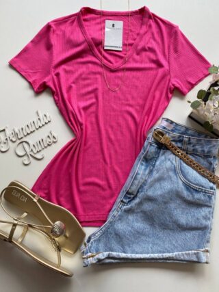 Blusa Helena Feminina Baby Look Canelada Malwee Pink - Fernanda Ramos Store